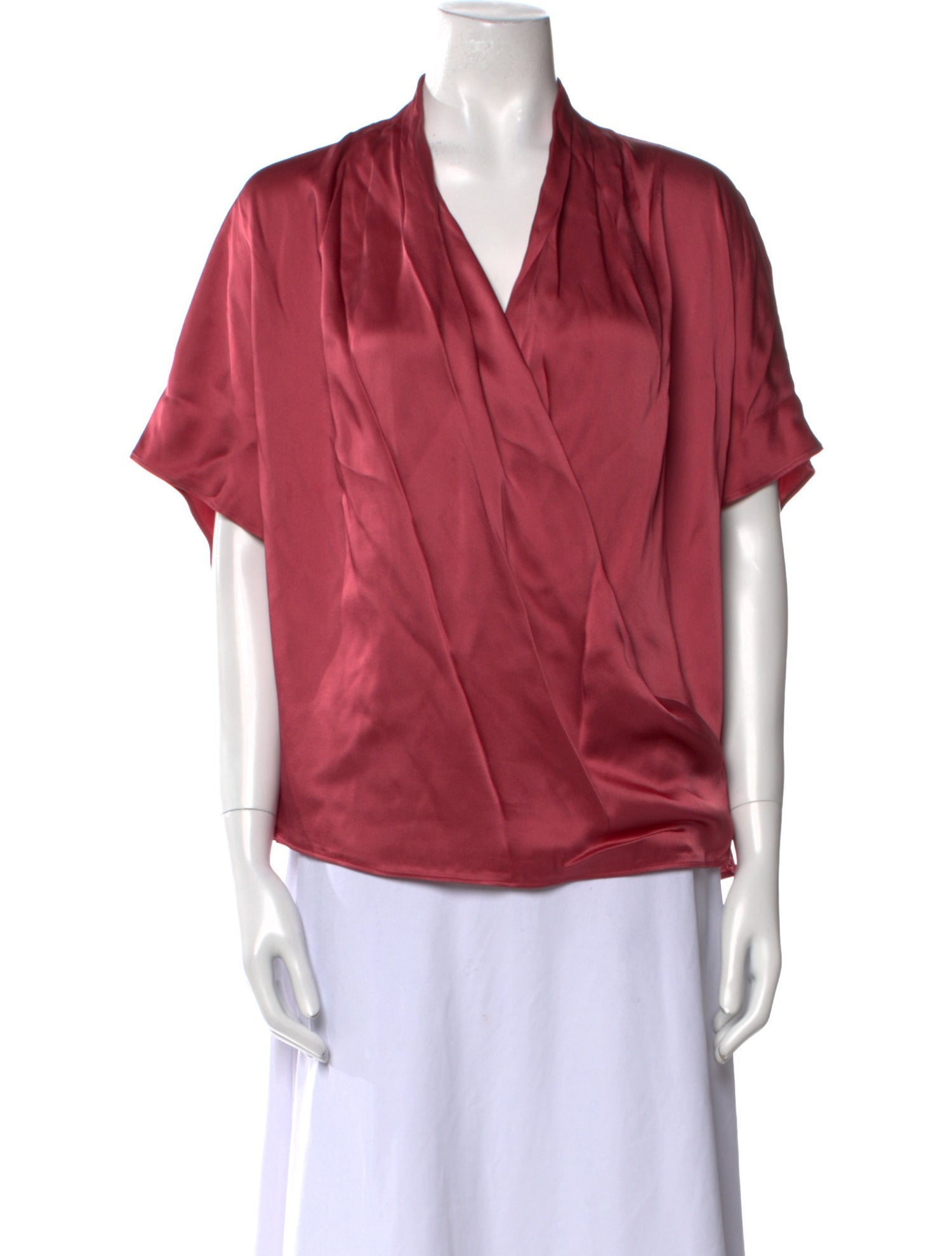 LAPOINTE V-Neck Short Sleeve Blouse