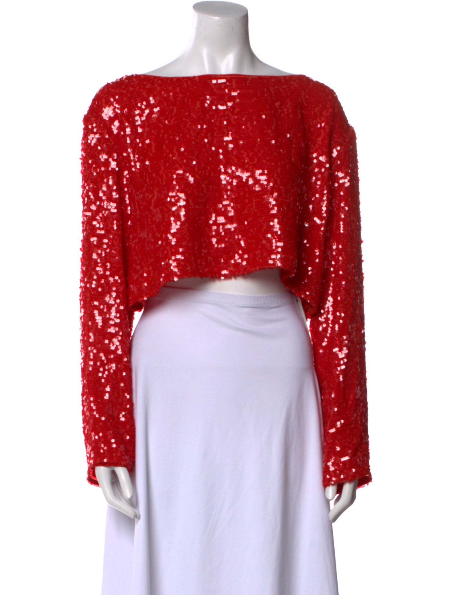 LAPOINTE Bateau Neckline Long Sleeve Crop Top