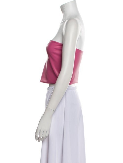 LAPOINTE Faux Leather Strapless Crop Top