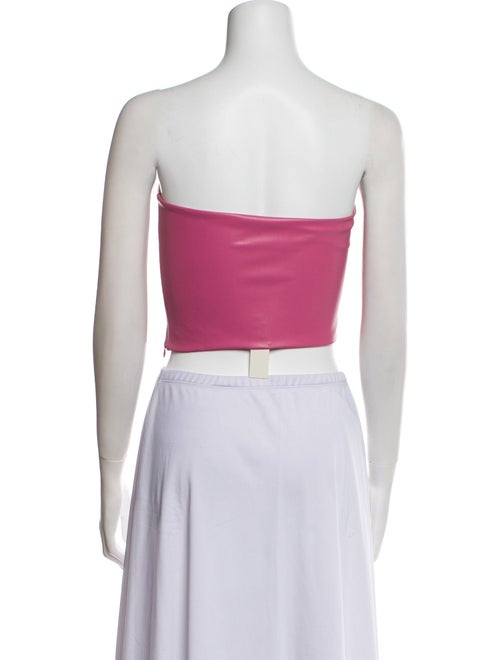 LAPOINTE Faux Leather Strapless Crop Top