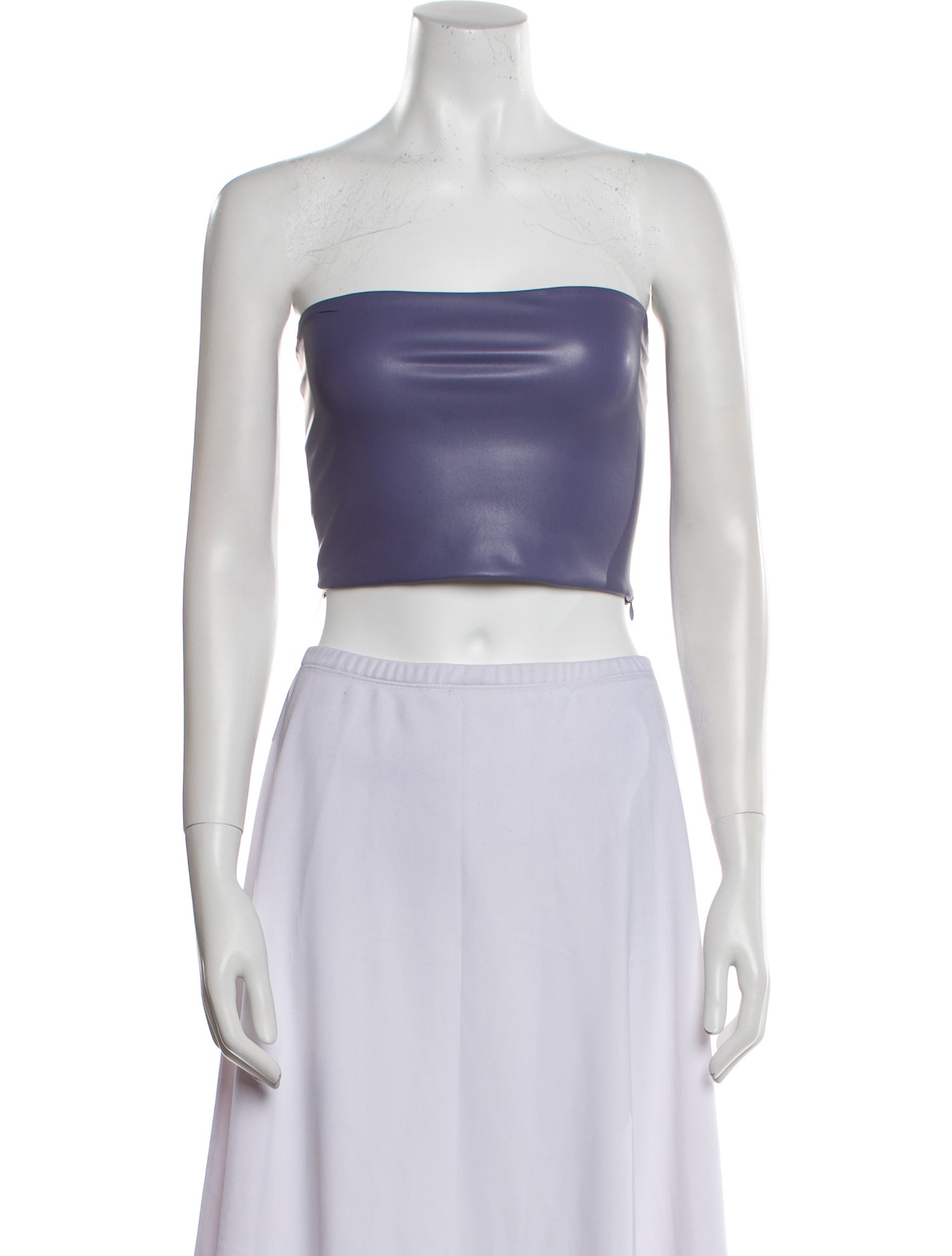 LAPOINTE Faux Leather Strapless Crop Top