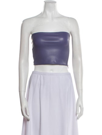 LAPOINTE Faux Leather Strapless Crop Top