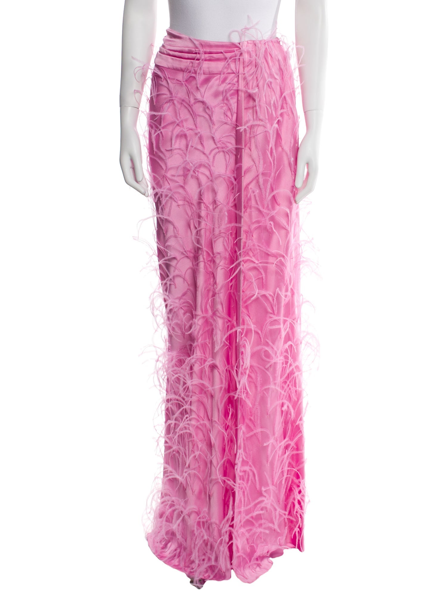 LAPOINTE Feather Trim Long Skirt