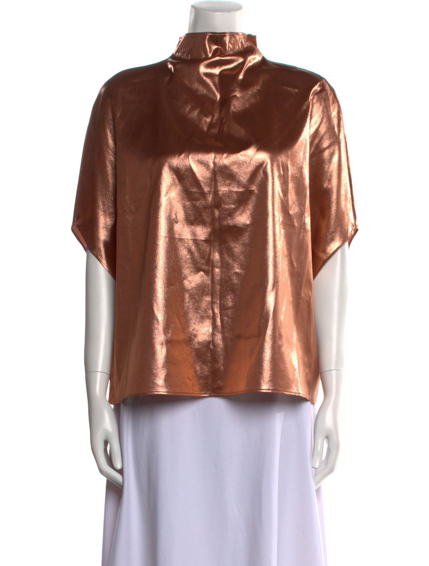 LAPOINTE Silk Mock Neck Blouse