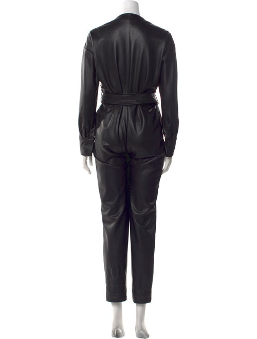 LAPOINTE Faux Leather V-Neck Jumpsuit