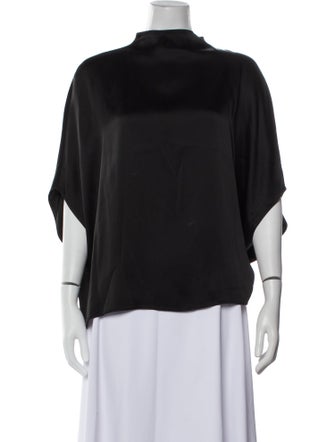 LAPOINTE Mock Neck Three-Quarter Sleeve Blouse
