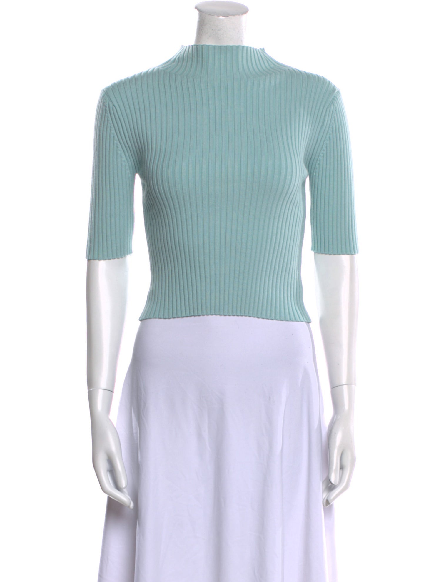 LAPOINTE Mock Neck Short Sleeve Crop Top