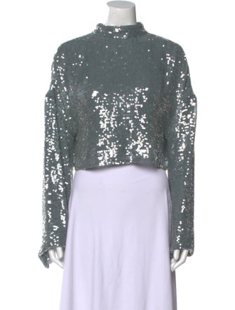 LAPOINTE Sequin Mock Neck Crop Top
