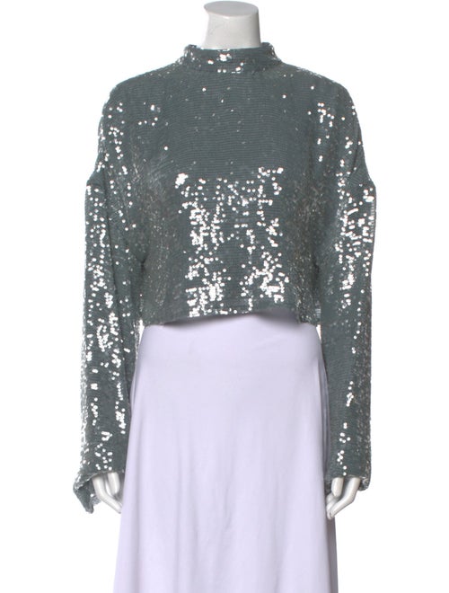 LAPOINTE Sequin Mock Neck Crop Top