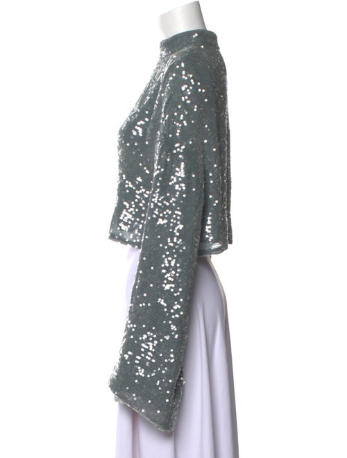 LAPOINTE Sequin Mock Neck Crop Top