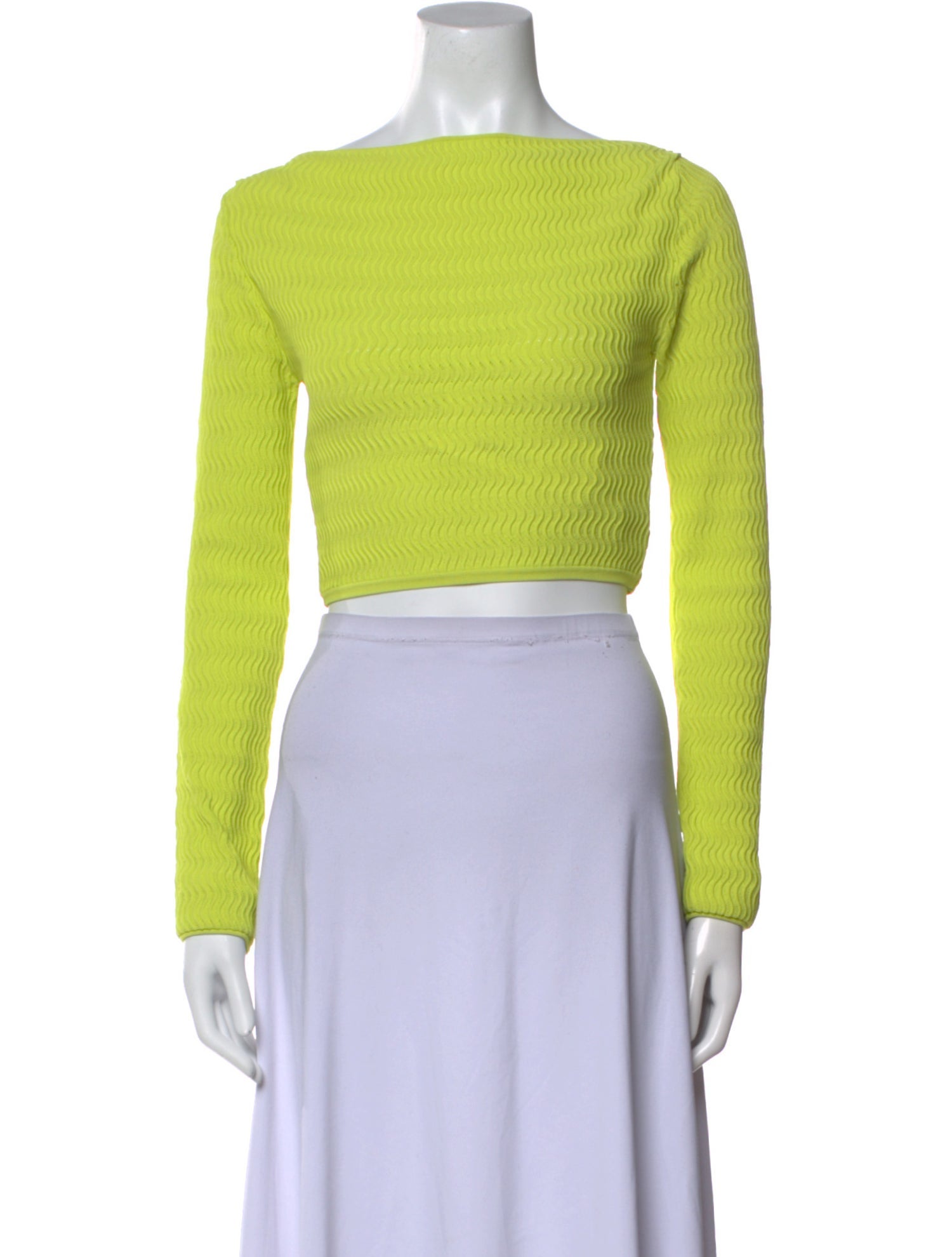 LAPOINTE Bateau Neckline Long Sleeve Crop Top