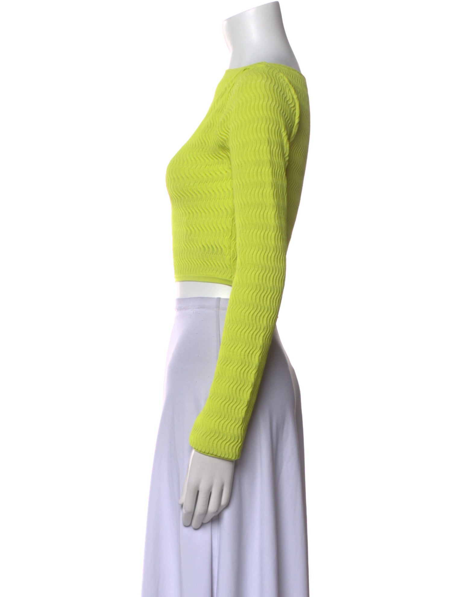 LAPOINTE Bateau Neckline Long Sleeve Crop Top