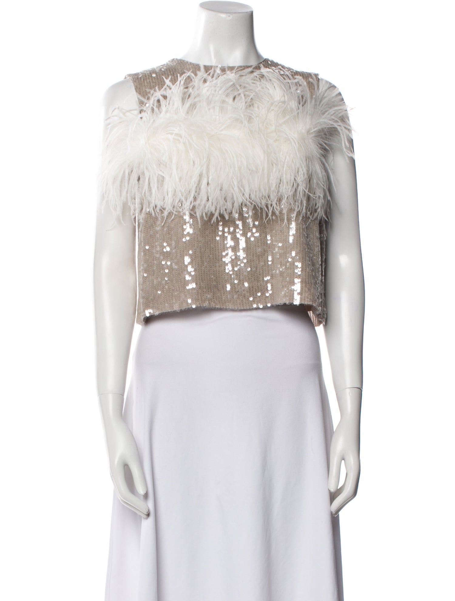 LAPOINTE Sequin Bateau Neckline Crop Top