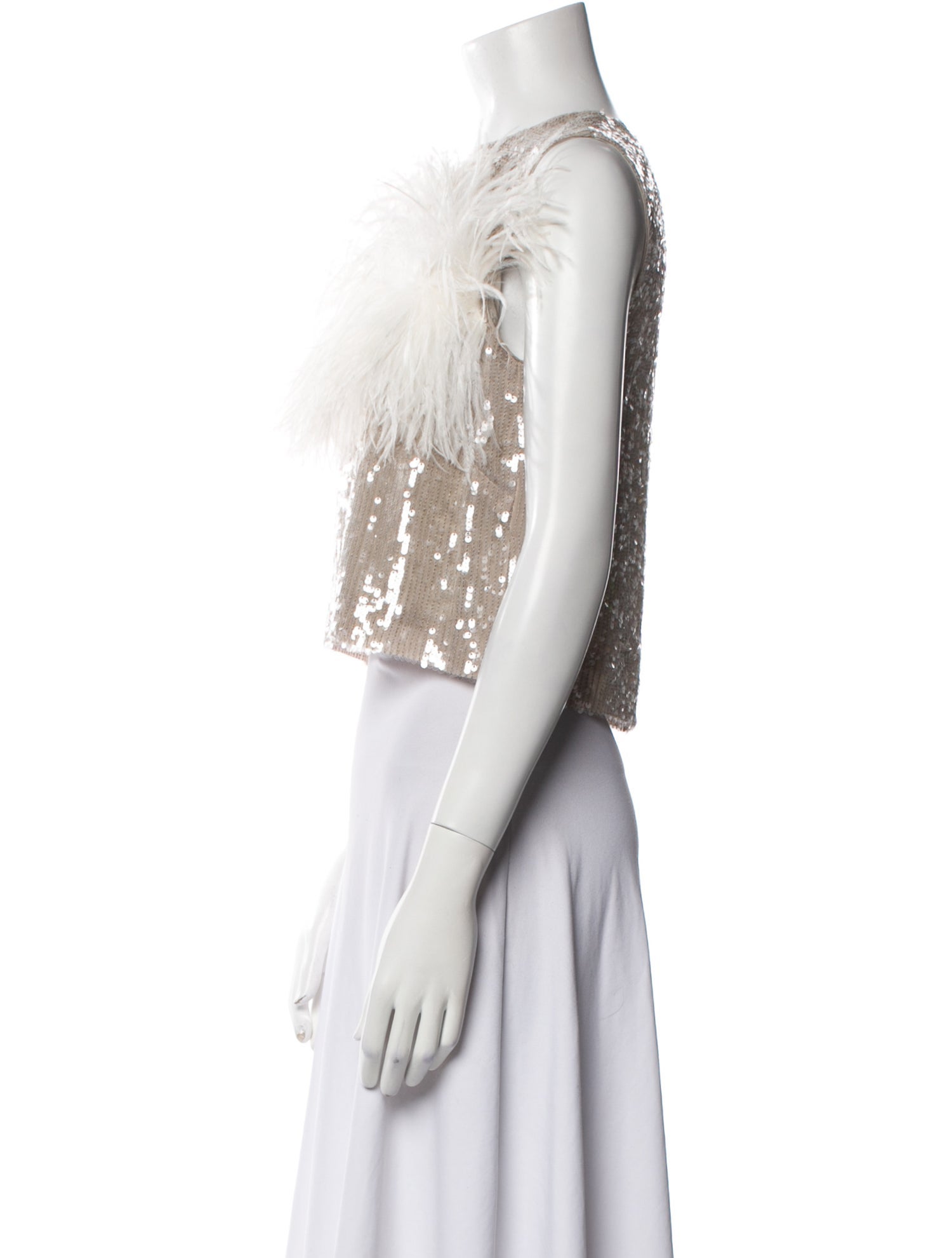 LAPOINTE Sequin Bateau Neckline Crop Top