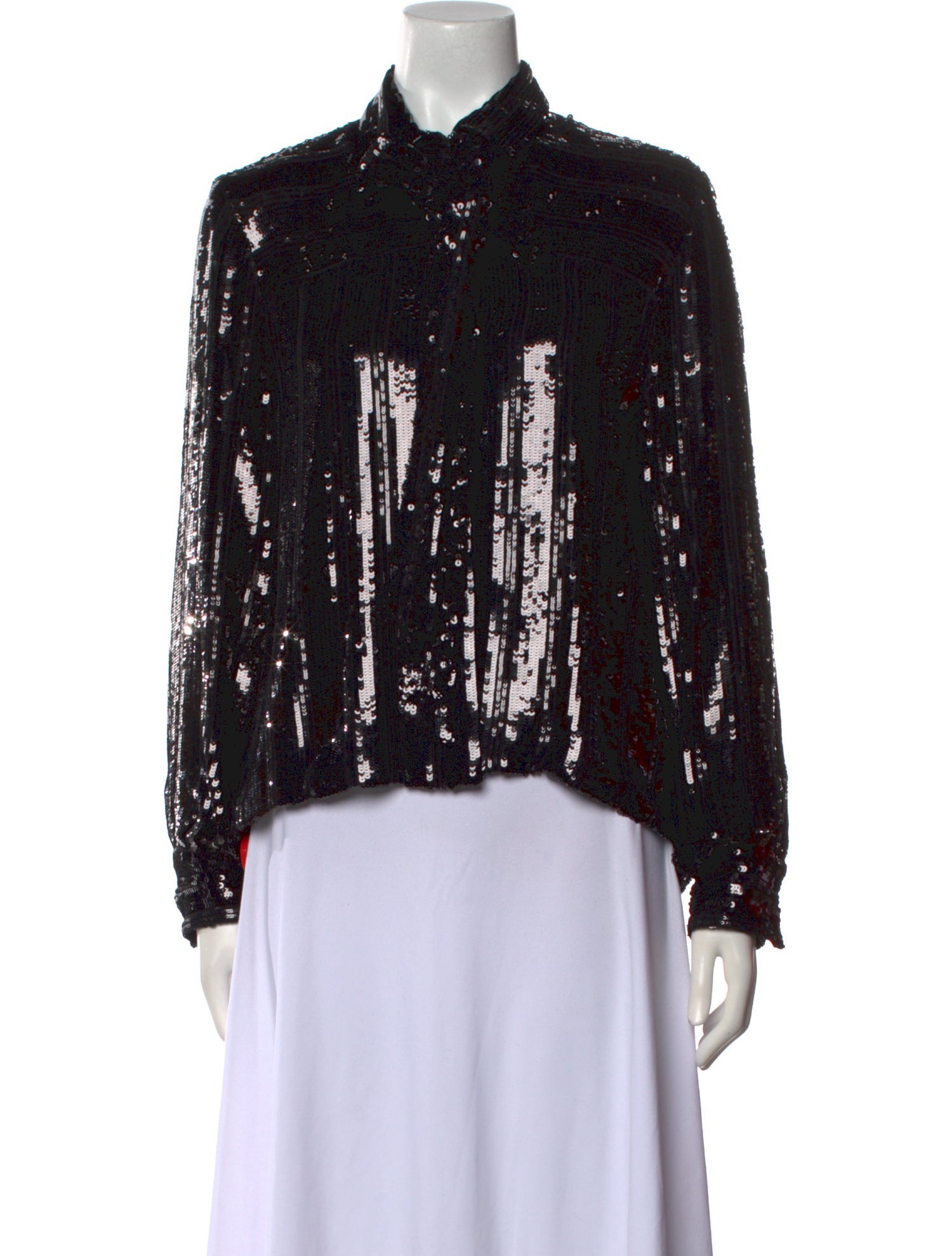 LAPOINTE Lace Pattern Mock Neck Button-Up Top w/ Tags