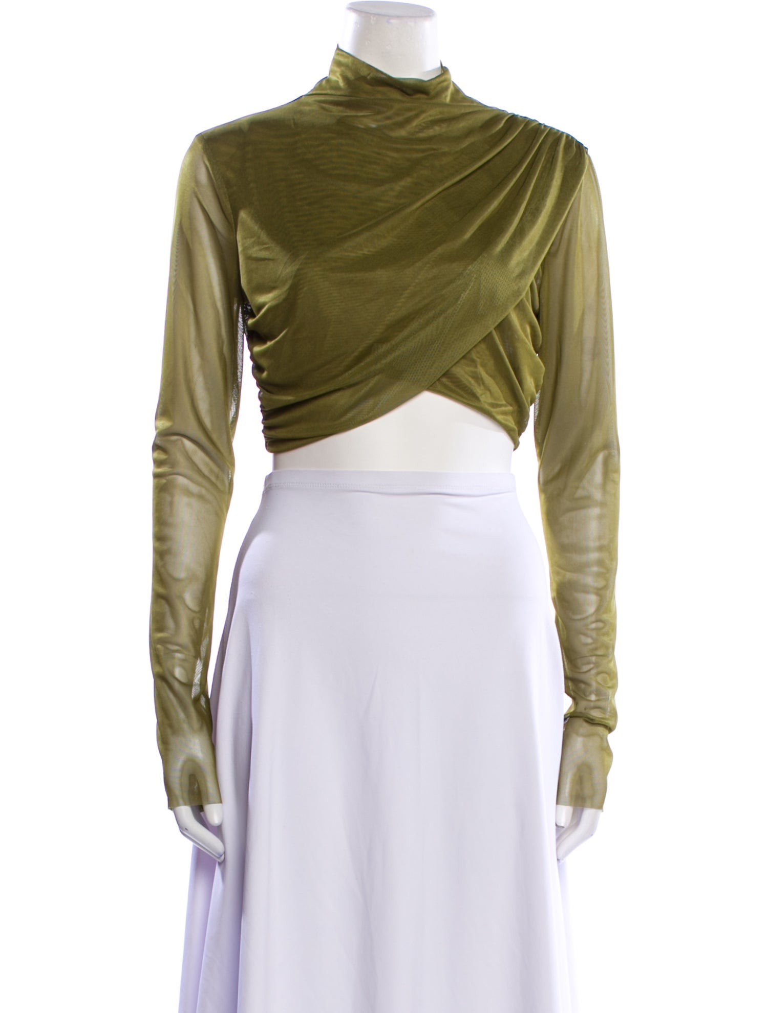 LAPOINTE Mock Neck Long Sleeve Crop Top