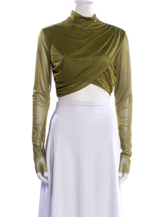 LAPOINTE Mock Neck Long Sleeve Crop Top