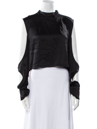 LAPOINTE Mock Neck Long Sleeve Crop Top