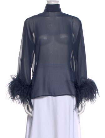 LAPOINTE Mock Neck Long Sleeve Blouse