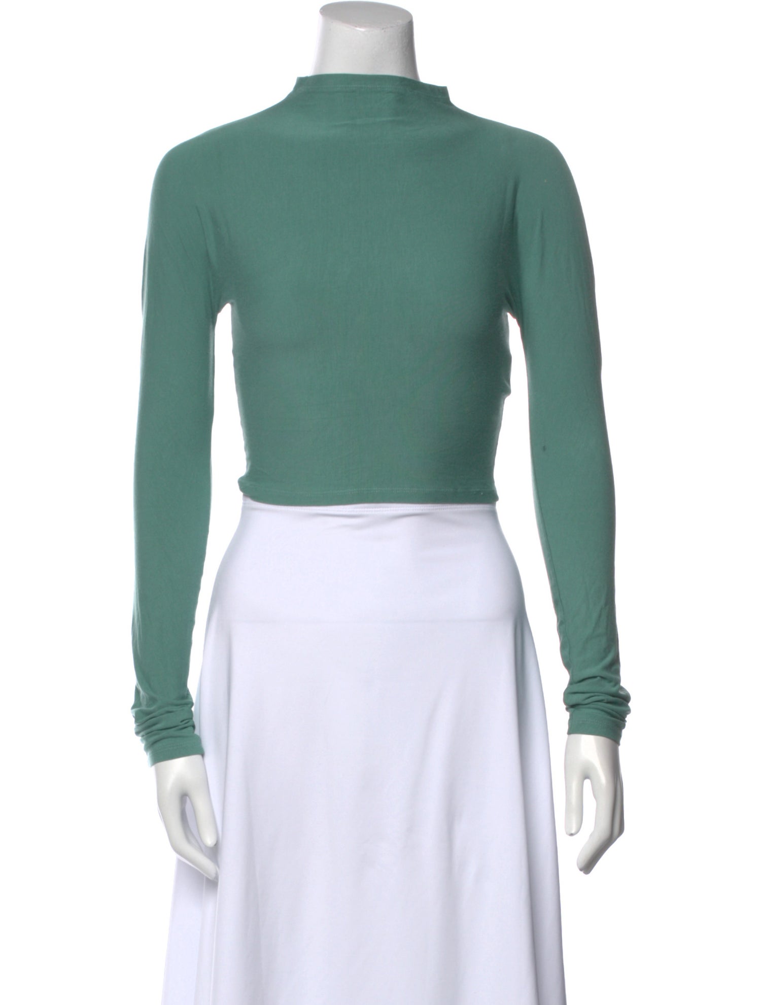 LAPOINTE Mock Neck Long Sleeve Crop Top