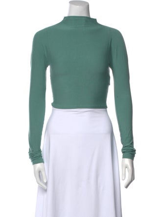LAPOINTE Mock Neck Long Sleeve Crop Top