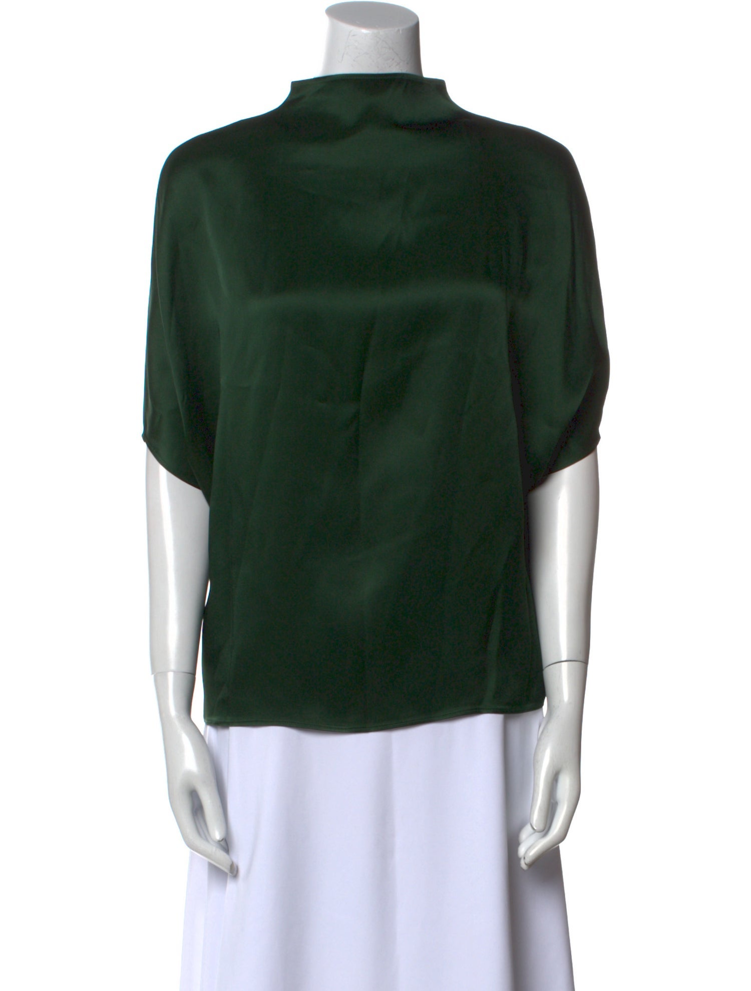 LAPOINTE Satin Mock Neck Blouse