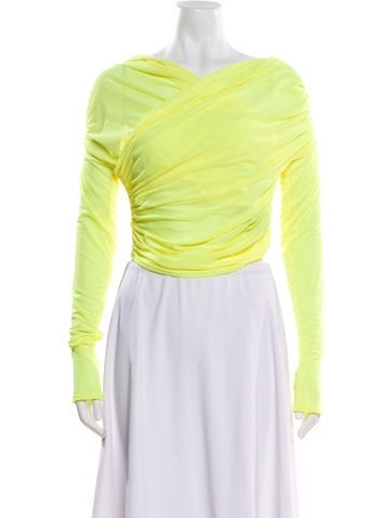 Pre-owned Lapointe V-neck Long Sleeve Crop Top In Yellow