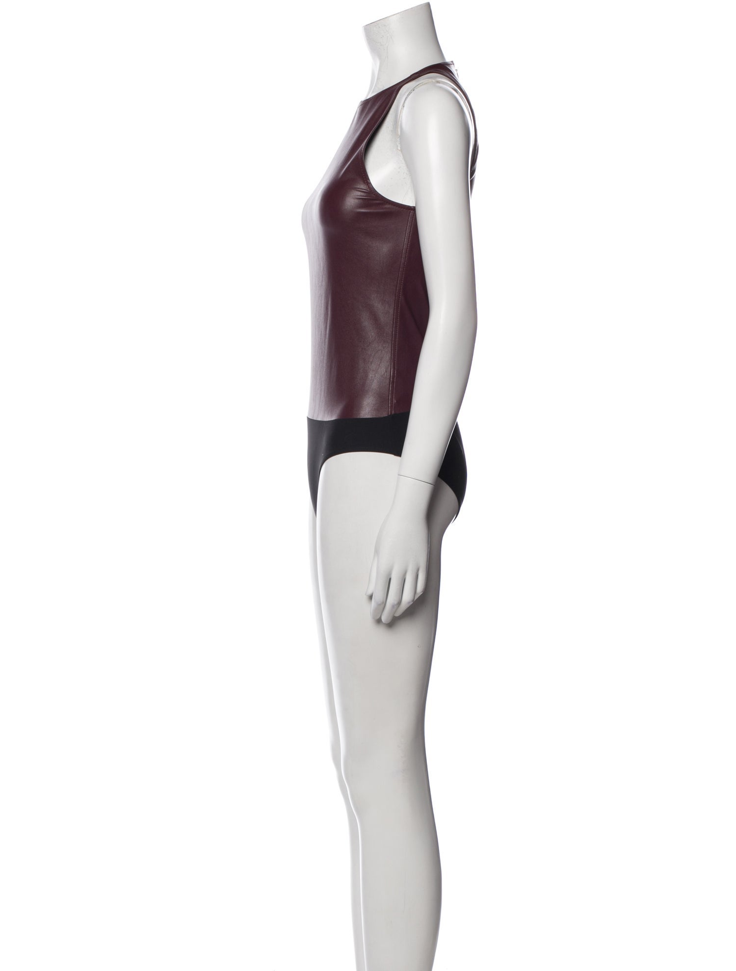 LAPOINTE Faux Leather Crew Neck Bodysuit