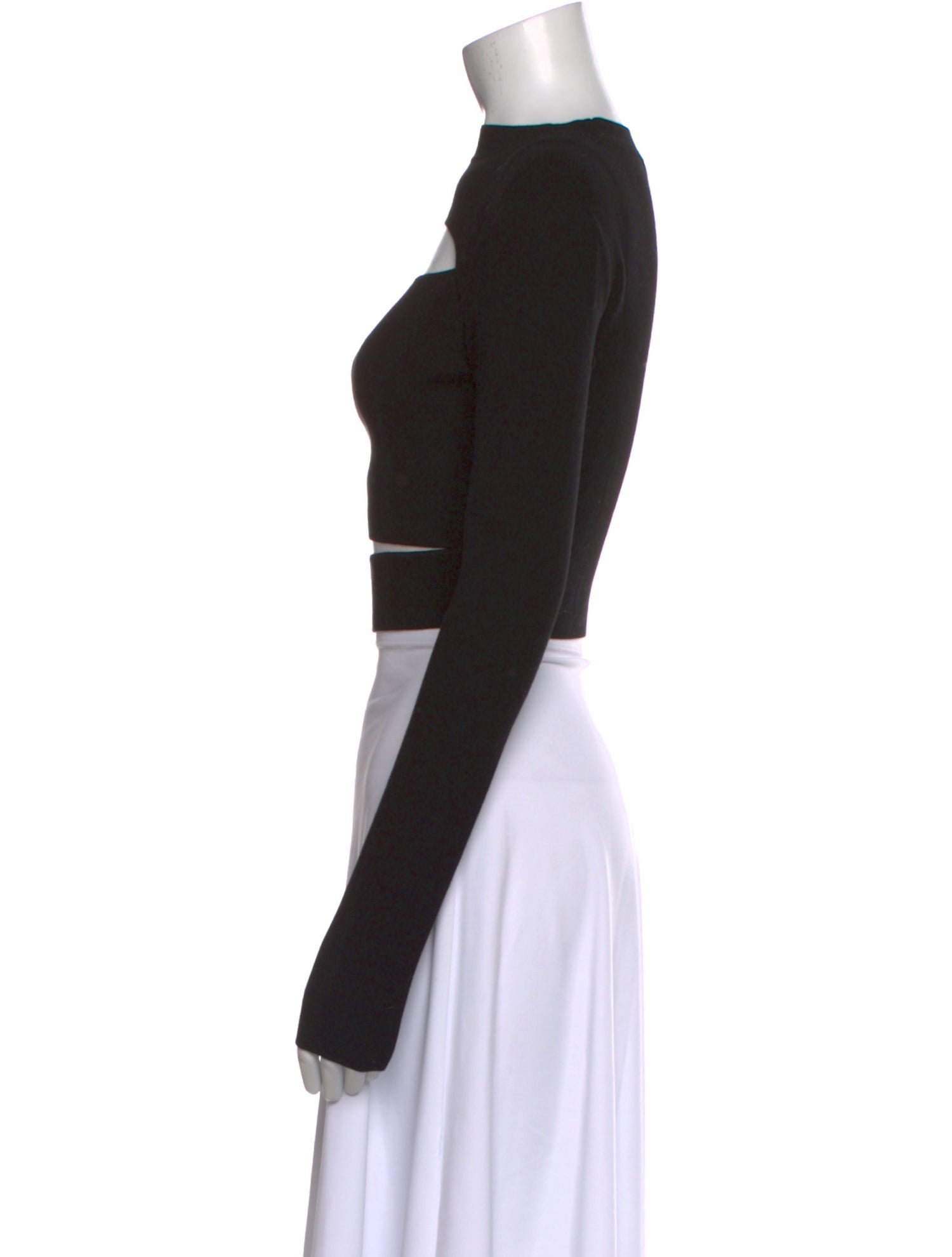 LAPOINTE Square Neckline Long Sleeve Crop Top