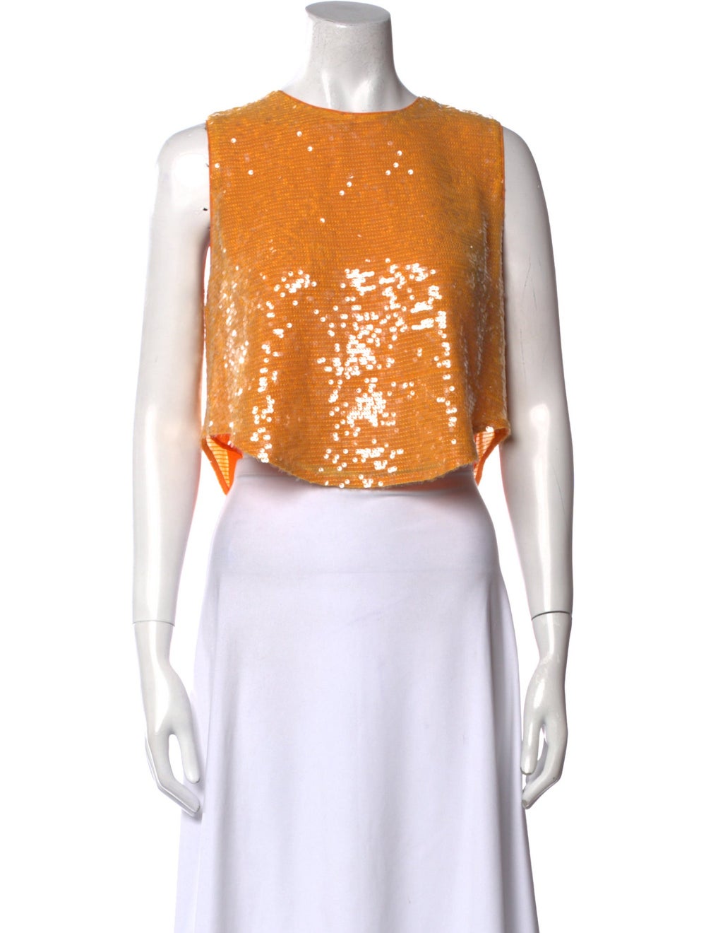 Lapointe Crop Top Orange Sequin Embellishments Sl… - image 1