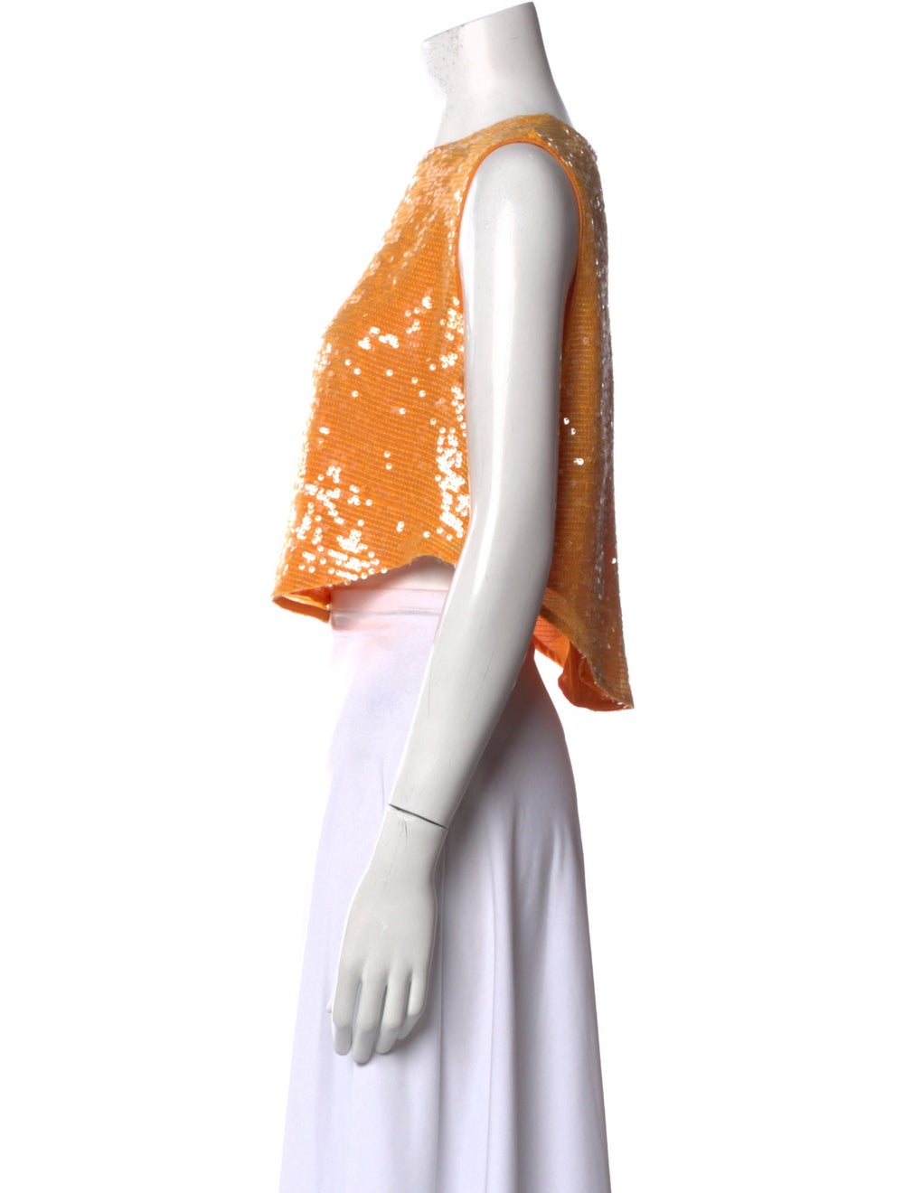 Lapointe Crop Top Orange Sequin Embellishments Sl… - image 2