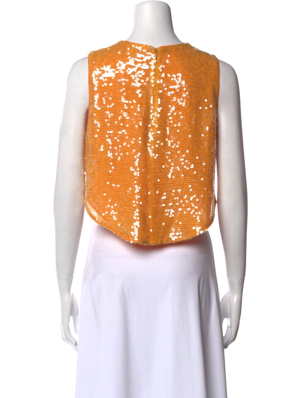 Lapointe Crop Top Orange Sequin Embellishments Sl… - image 3