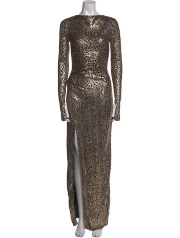 Pre-owned Lapointe Patterned Long Dress W/ Tags In Brown