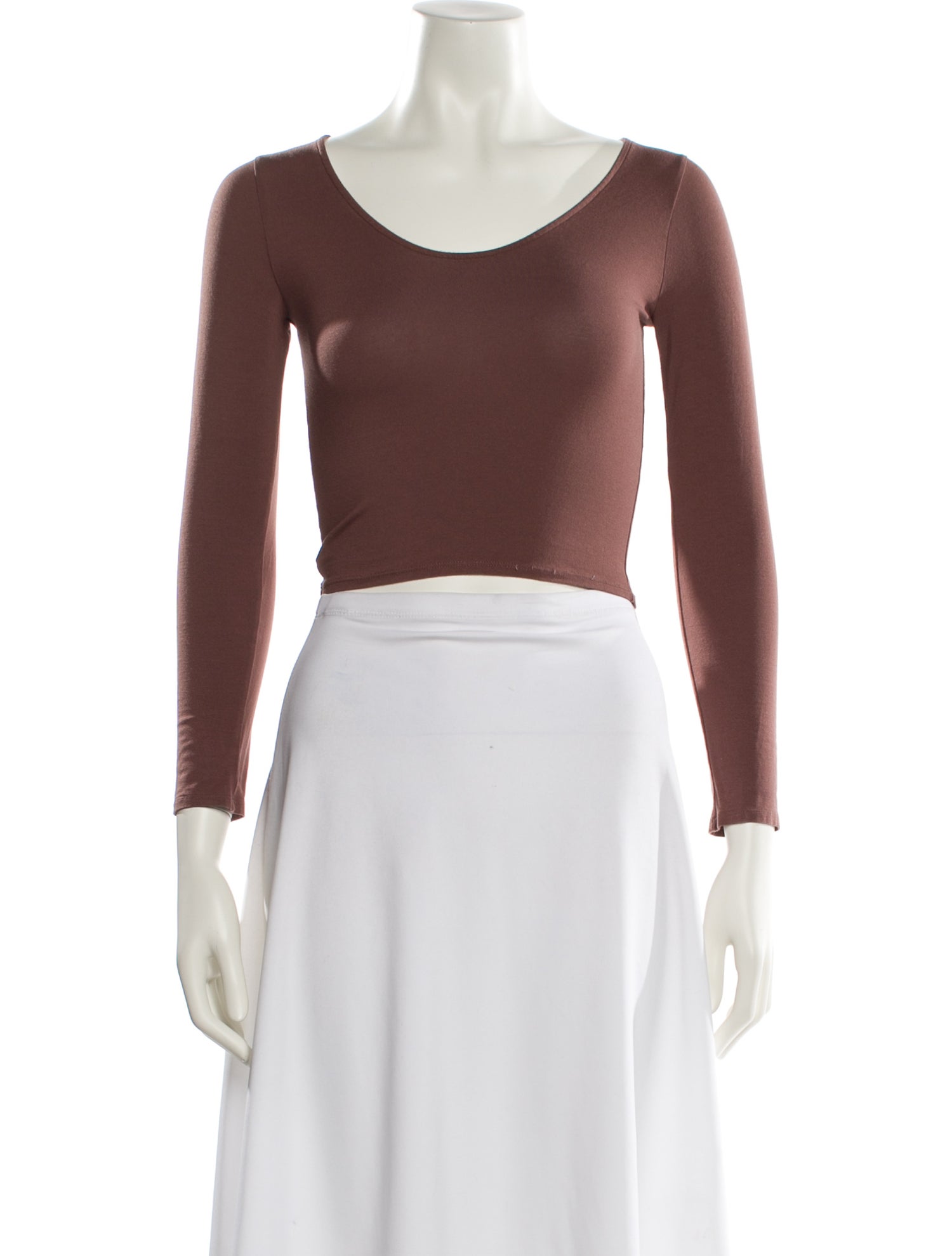 LAPOINTE Scoop Neck Three-Quarter Sleeve Crop Top