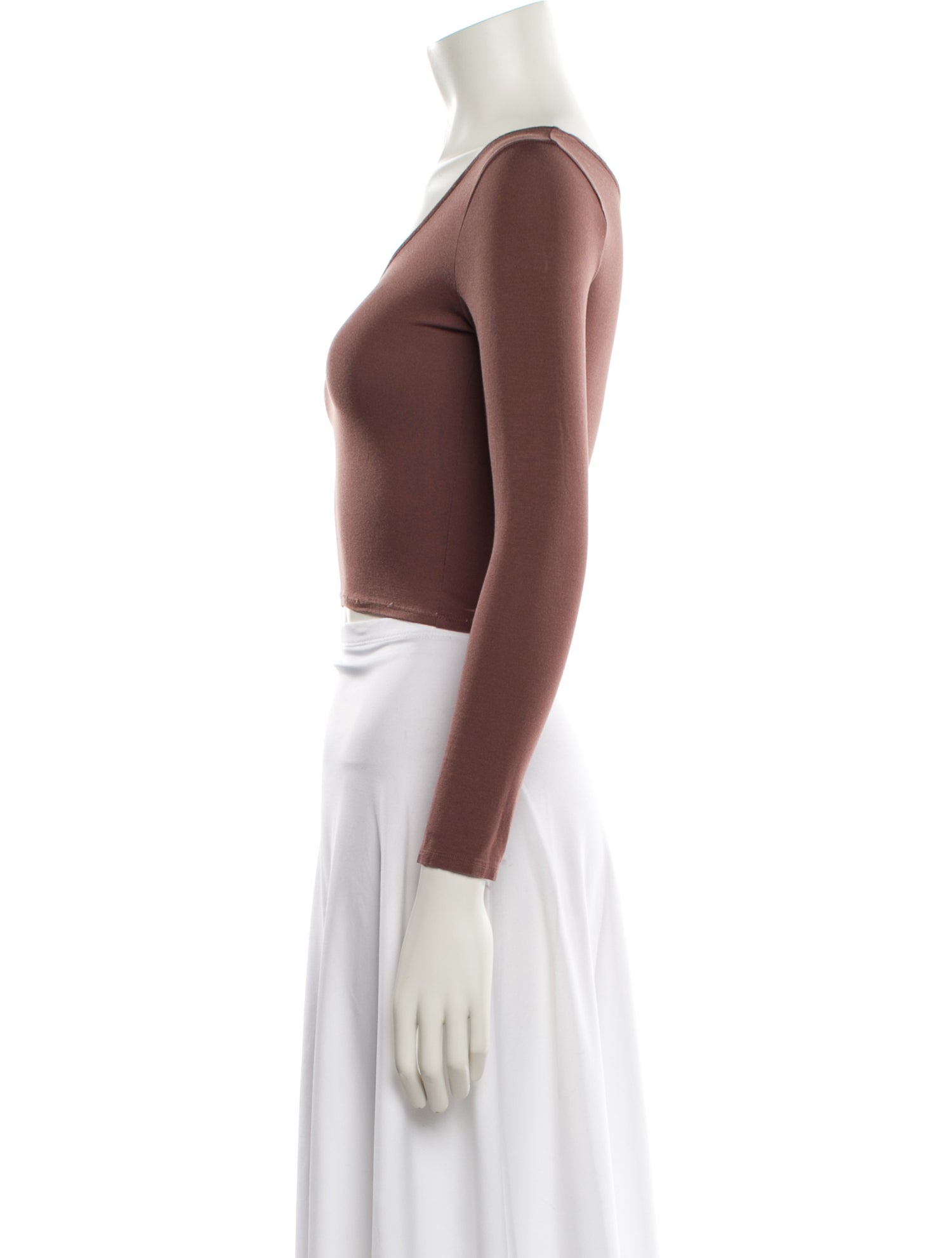 LAPOINTE Scoop Neck Three-Quarter Sleeve Crop Top