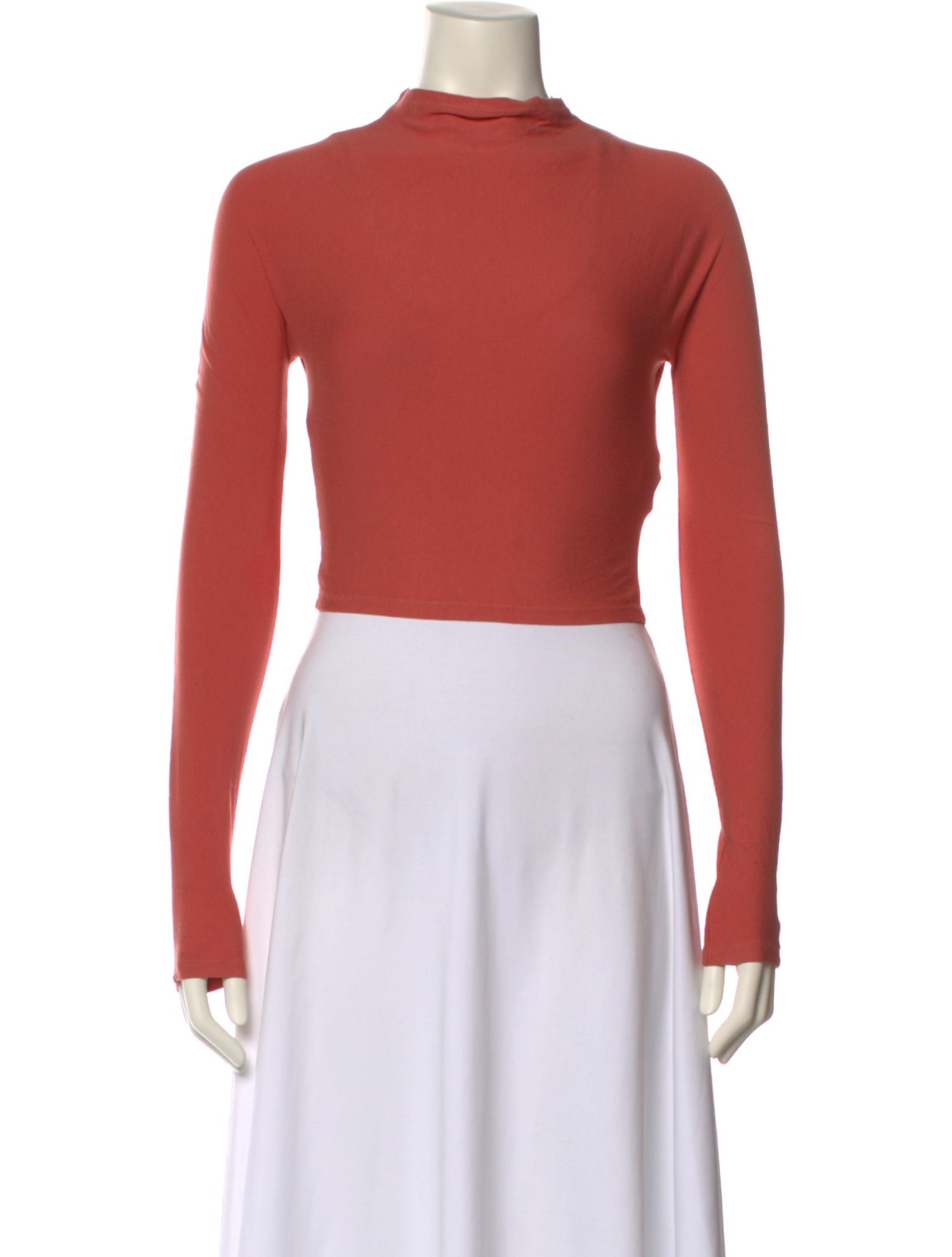 LAPOINTE Mock Neck Long Sleeve Crop Top