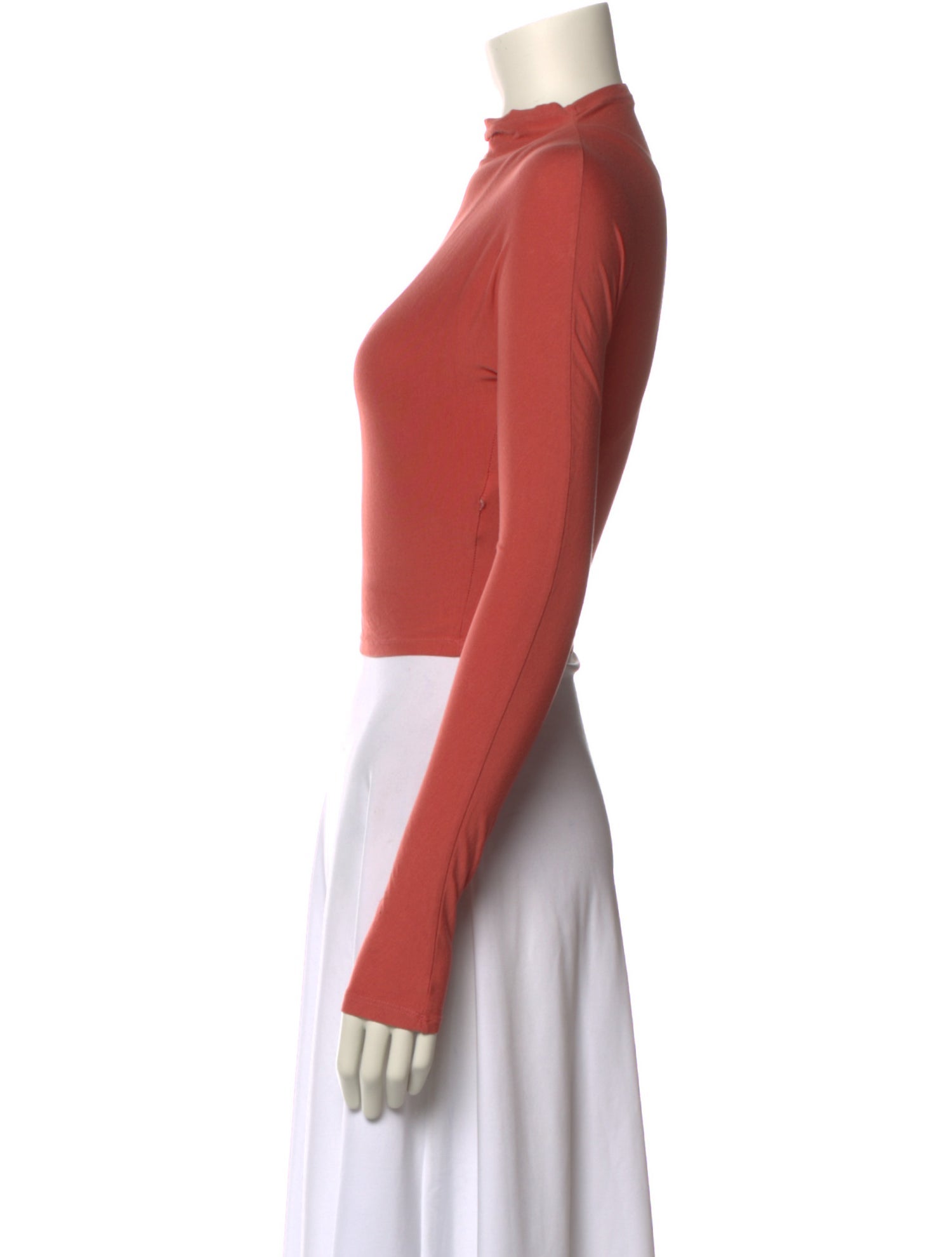 LAPOINTE Mock Neck Long Sleeve Crop Top