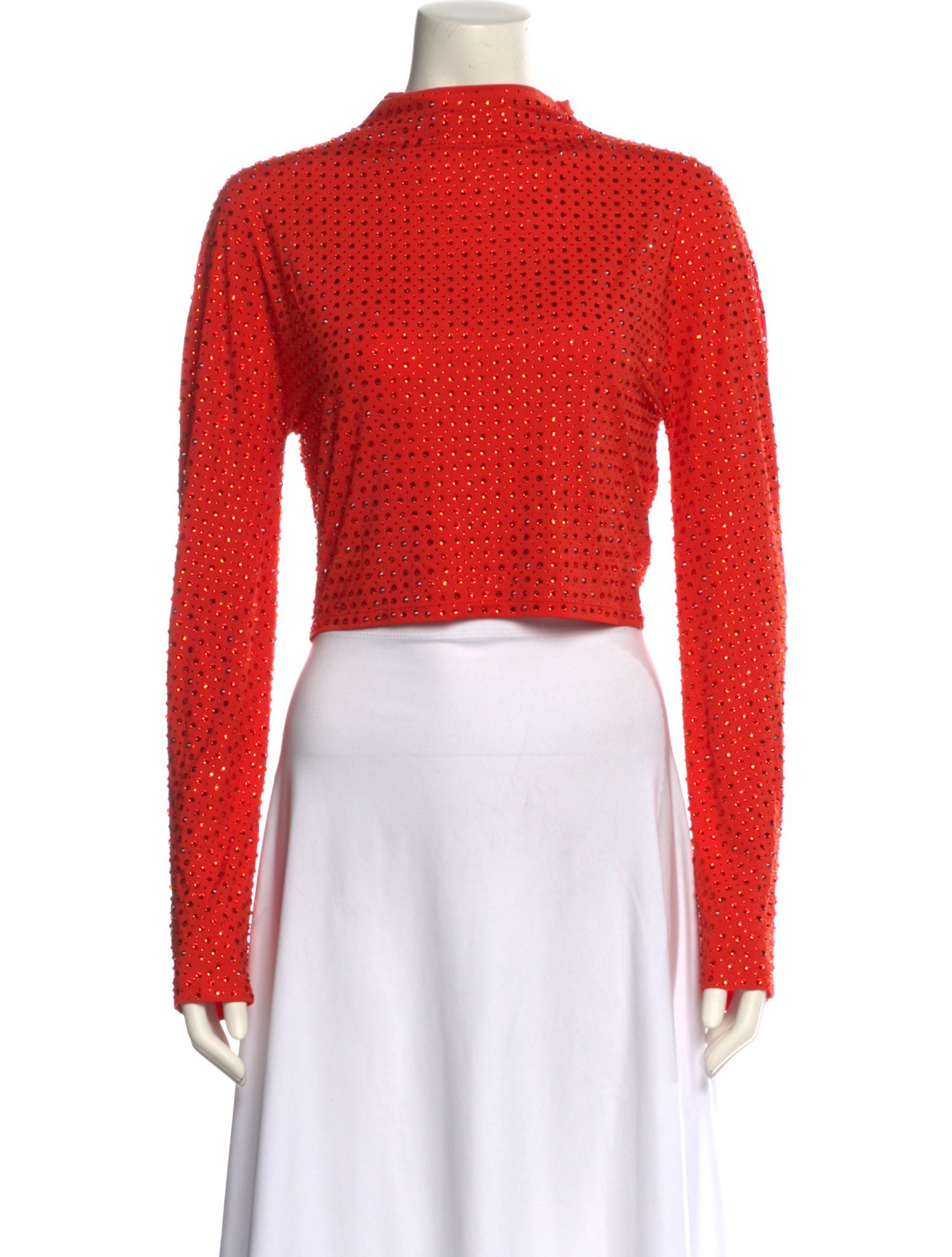 LAPOINTE Mock Neck Long Sleeve Crop Top