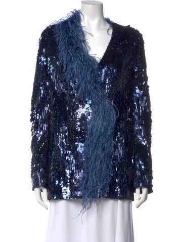 Pre-owned Lapointe Sequin Evening Jacket W/ Tags In Blue