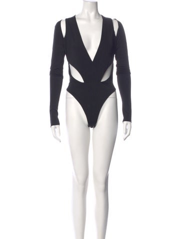 Pre-owned Lapointe V-neck Long Sleeve Bodysuit In Blue