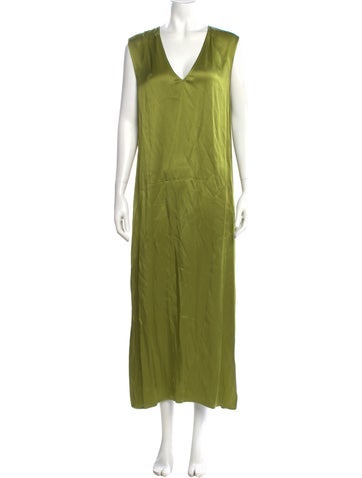 Pre-owned Lapointe V-neck Long Dress In Green