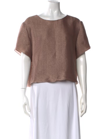 Pre-owned Lapointe Patterned Crew Neck Top In Brown