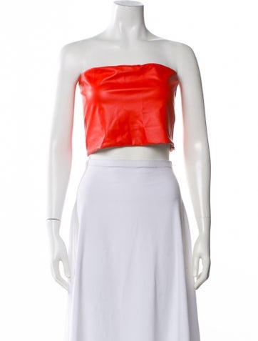 Pre-owned Lapointe Strapless Crop Top In Orange