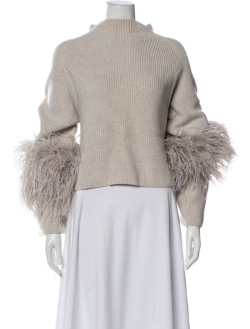 Pre-owned Lapointe Merino Wool Mock Neck Sweater W/ Tags In Gray