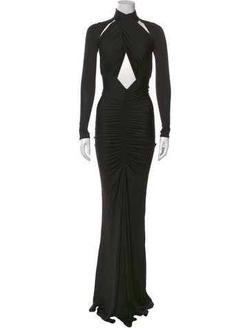 Pre-owned Lapointe Mock Neck Long Dress In Black
