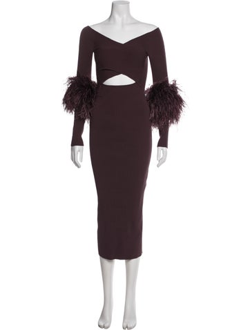 Pre-owned Lapointe Off-the-shoulder Midi Length Dress In Purple