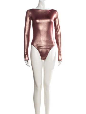 Pre-owned Lapointe Bateau Neckline Long Sleeve Bodysuit In Pink