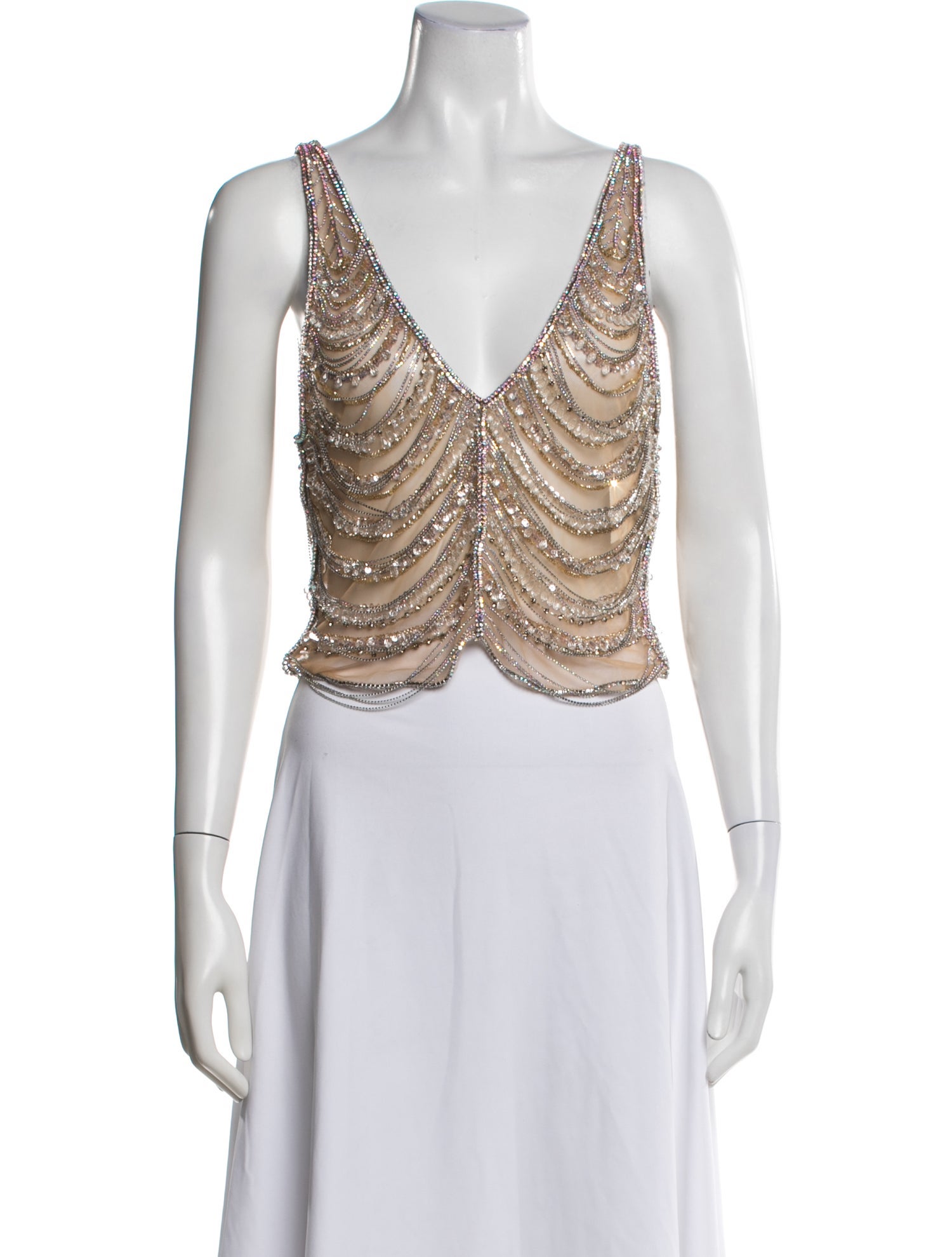 LAPOINTE Patterned V-Neck Top w/ Tags