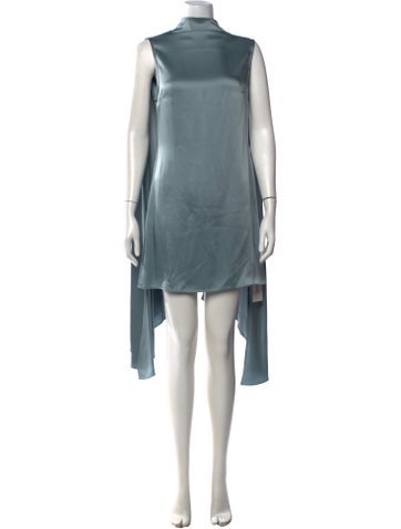 Pre-owned Lapointe Mock Neck Mini Dress W/ Tags In Blue