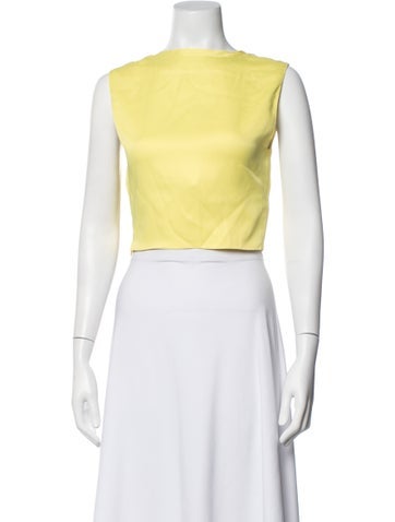 Pre-owned Lapointe Crew Neck Sleeveless Crop Top In Yellow